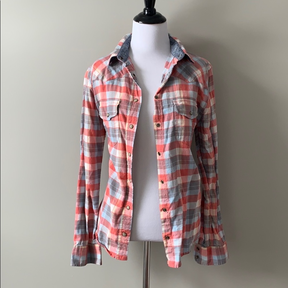 Snap Button Flannel Top